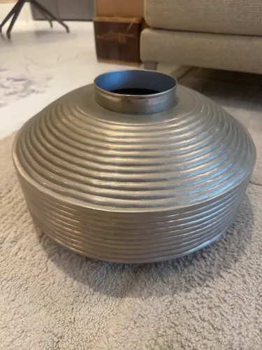 Vaso Decorativo Gigante 110cm  ( diâmetro ) Metal Prateado - Impacto