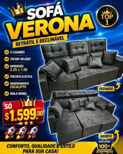 Sofá retrátil e reclinável novo 