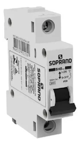 Disjuntor Unipolar Din de 16a, 25a ou 32a Curva C SOPRANO