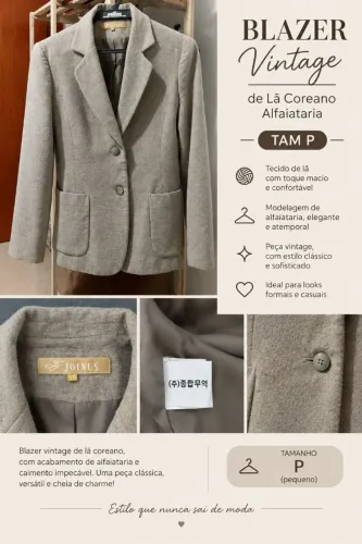 Blazer de lã coreano alfaiataria