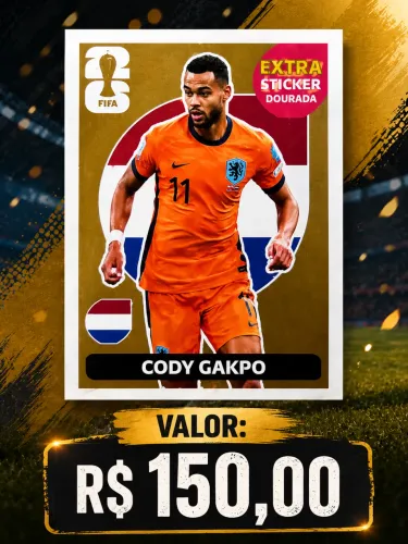 Figurinha extra sticker do cody gakpo dourado