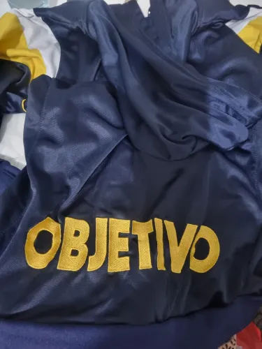 Uniforme jaqueta capuz ziper colégio Objetivo 
