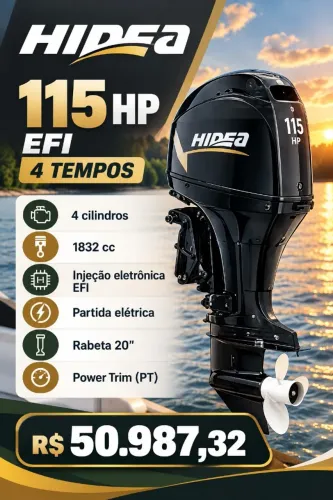 Motor de Popa Hidea 115 HP 4 tempos EFI Novo - HDEF115 EFI