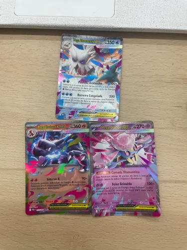 3 cartas raras em ótimo estado