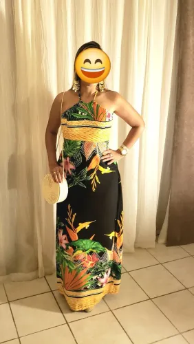 Vestido em tecido estampado