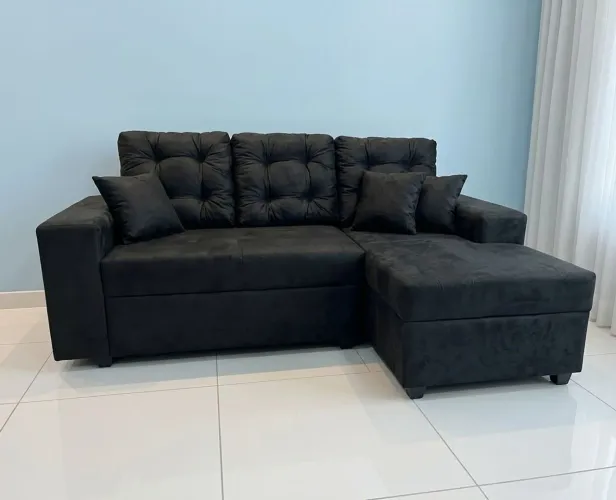 Sofá 03 lugares com chaise