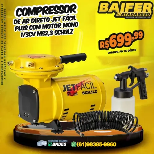 Motocompressor Jet Fácil Plus Com Motor Mono 1/3CV MS2,3 Schulz