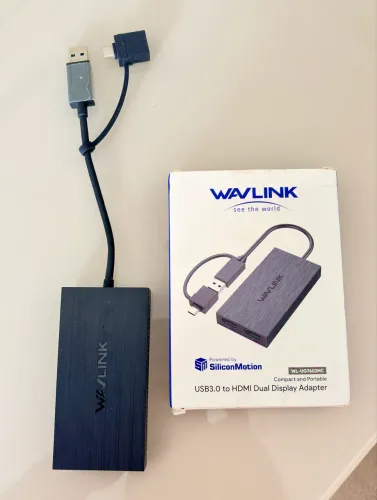 Adaptador Wavlink USB-A/USB-c para HDMI duplo 4K@60hz