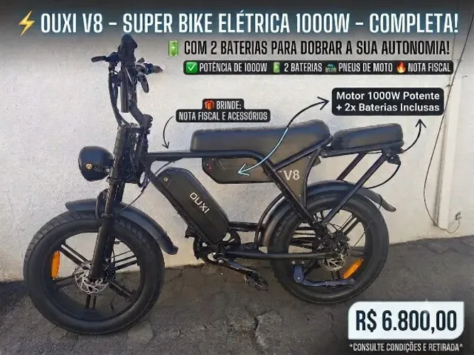 Bike elétrica Ouxi 1000w 2 baterias 