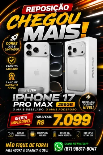 iPhone 17 pro Max 256 gb Silver reposição