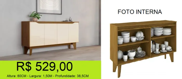 Aparador retro buffet 4 portas - retire hoje mesmo