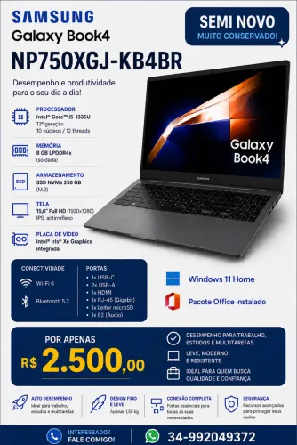 Notebook Samsung Core i5 13ª Geração