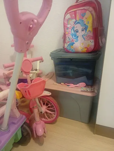 Caixa organizadora grande cinza/ rosa