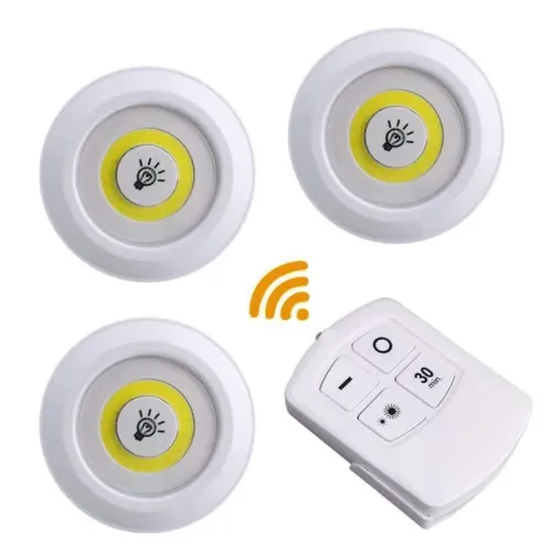 Kit 8 Lâmpada Led Luminária Spot Luz Sem Fio Controle Remoto
