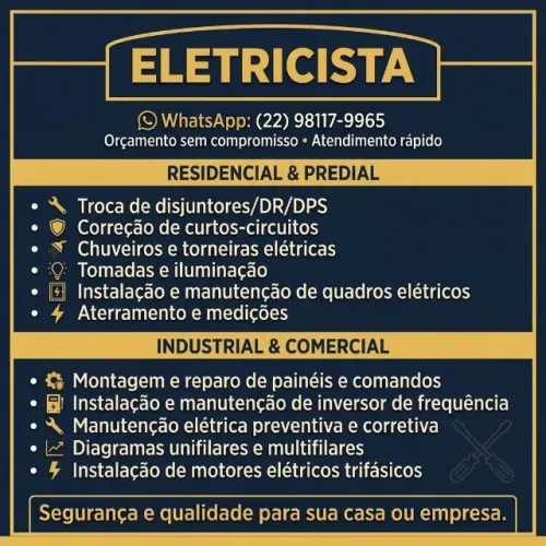 ELETRICISTA RESIDENCIAL/INDUSTRIAL