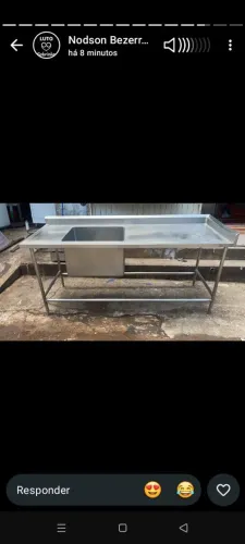 MESA PIA INOX industrial 2,00m com 1 cuba - restaurante / Cozinha profissional