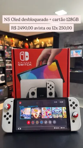 Nintendo Switch OLED Desbloqueado 128GB Na Caixa - Loja Física / Garantia