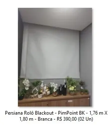 Persiana Rolô Blackout - PimPoint BK - 1,76 m X 1,80 m - Branca