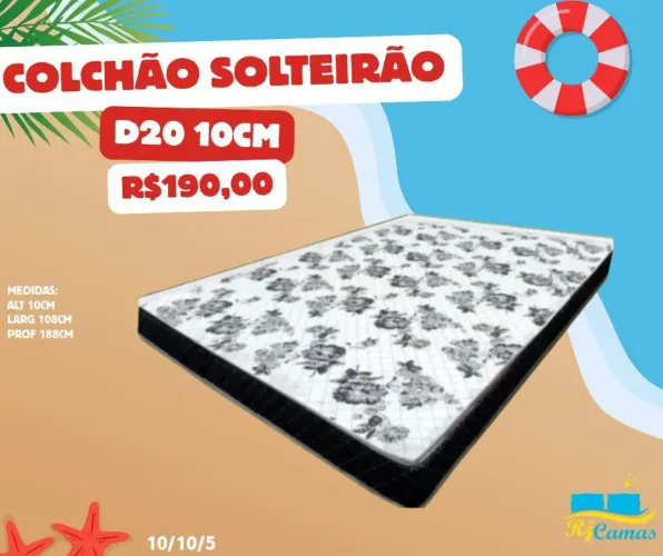 Colchão solteirão D20 10cm de espuma