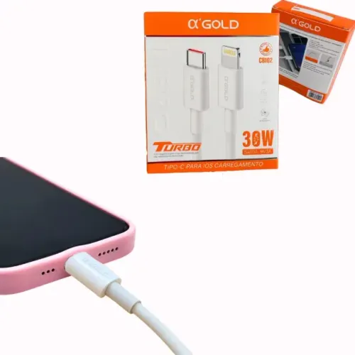 Cabo Tipo C Super Turbo 30w Para iPhone Agold 1 Metro