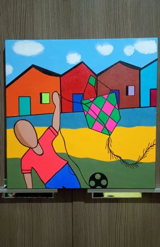 O Pipa tela pintada a mão 50x50