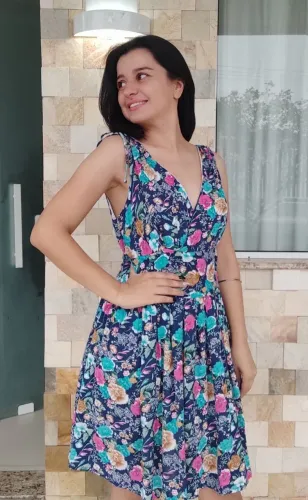 Vestido azul estampado