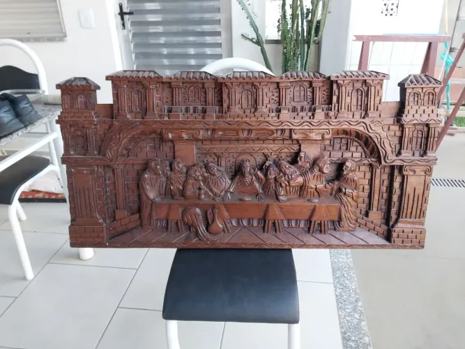 Quadro da Santa Ceia em madeira