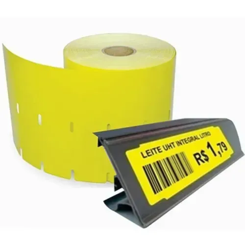 Etiqueta Cartão Amarela 90x35mm P/ Gôndola - Kit Com 03 Rolos