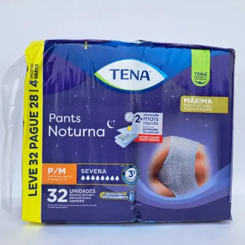 TENA Pants Noturna P/M - Pacote com 32 unidades