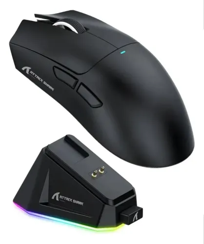 Mouse Gamer X11 Attack Shark Tri Mode 22000dpi Paw3311 Dock Cor Preto