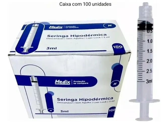 Seringa 3ml Sem Agulha Luer Lock Medix - NOVA