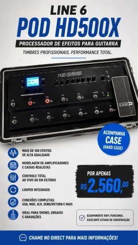 ? LINE 6 POD HD500X + CASE (Hard Case) - R$ 2.560,00 ?