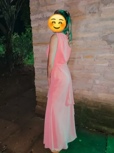 Vestido longo rosa festa