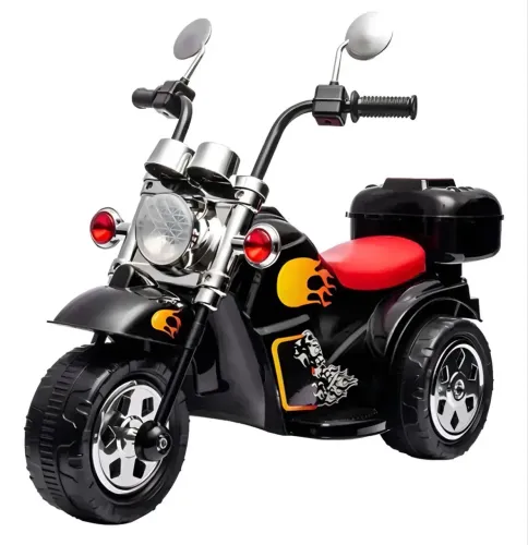 Mini Moto Elétrica Infantil 6V Preto Triciclo 3 Rodas Com Luz e Sons