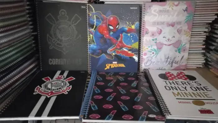 kit 6 Cadernos 60 folhas capa dura