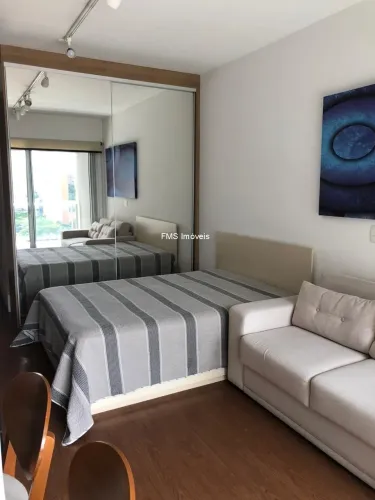 Studio para locação no Brooklin, São Paulo-SP: 1 quarto, 1 suíte, 1 sala, 1 banheiro, 1 va