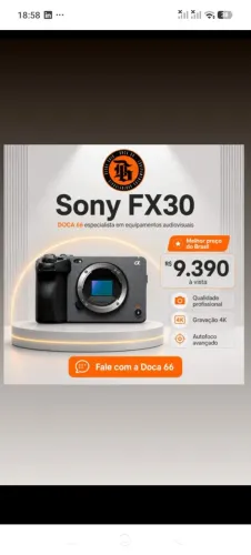 Câmera Sony FX30 lacrada