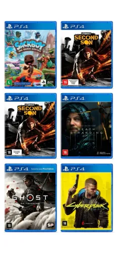 Lote com 5 Jogos Originais PS4 (Mídia Física)