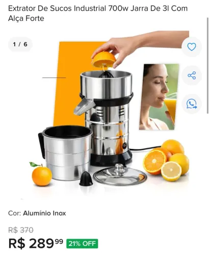 Espremedor de laranja industrial