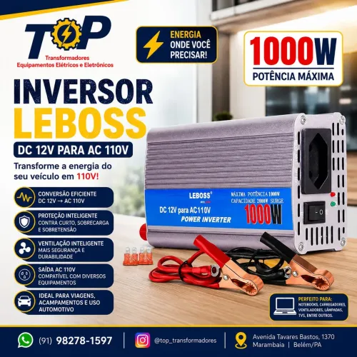 Inversor de Tensão 1.000w de 12v para 110v