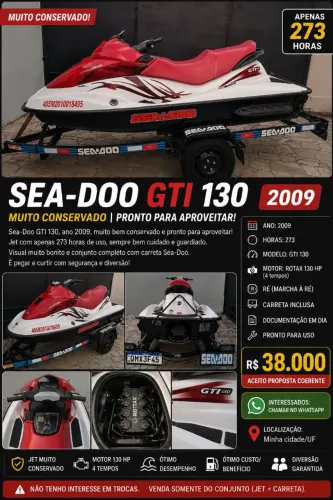JETSKI SEA-DOO GTI 130 2009 - MUITO CONSERVADO - 273 HORAS