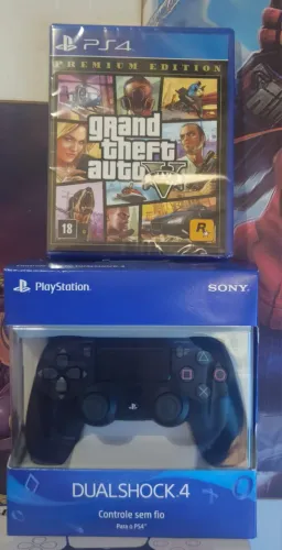 controle ps4 original lacrado e gta 5 ps4 novo lacrado