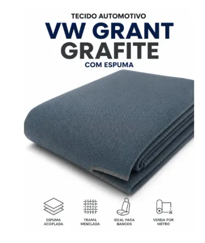 Tecido Automotivo VW Grant Grafite com Espuma por Metro para Gol e Parati