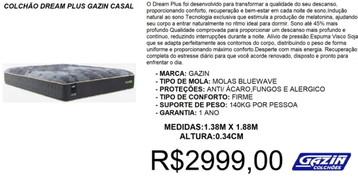 Colchão mola casal gazin linha premium - temos a pronta entrega