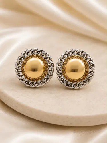  Par de Brincos Esfera Grumet em Ouro 18k 750