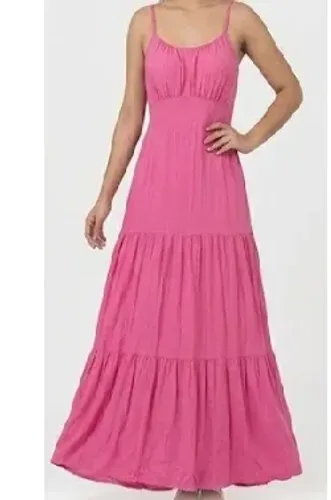 Vestido Longo de Alcinha Três Marias - Rosa Chiclete