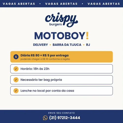 MOTOBOY PARA BARRA DA TIJUCA/RECREIO