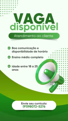 Vaga para atendimento ao cliente