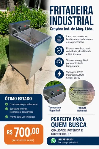 Fritadeira Industrial Croydon - Inox - Ótimo estado