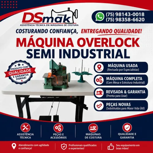 Máquina de costura overlock semi industrial 
